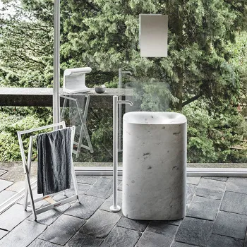 Раковина Agape Nivis 90x56.7x39.6, без отв., выпуск в стену, мрамор Carnic, серый ACER0763FM0GC *0