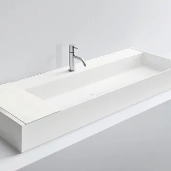 Раковина Milldue MAN 126 накладная из CRISTALPLANT ,126,5х47,2, с 1 отв для смесителя, белый матовый 2466*1 Bianco Opaco