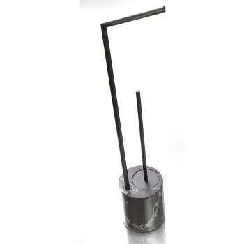 Напольная стойка с ершиком и бумагодержателем Bertocci Carrarino, черный мрамор/черный мат 12444200800