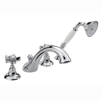 Смеситель для ванны Nicolazzi Dames Anglaises на 4 отверстия, с переключателем, изливом 200мм и ручным душем, хром 1404CR18