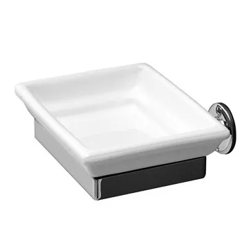 Мыльница подвесная квалратная керамика белая Devon&Devon First Class держатель хром DD33010CR