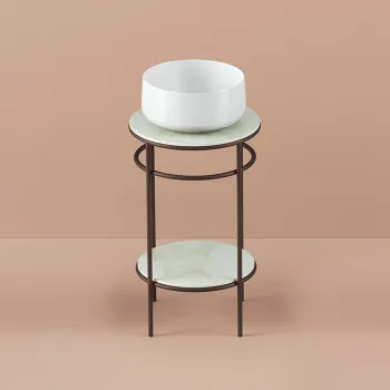 Металлическая структура Artceram Vogue 44хh72,5, напольная, с раковиной, с мраморной столешницей и полочкой, moka/белый TFA012 94