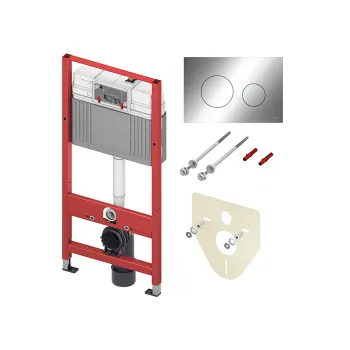 Инсталляция TECEBase, шпильки к стене, звукоизоляция 9200010 и клавиша 9240921 TECEloop хром глянцевый