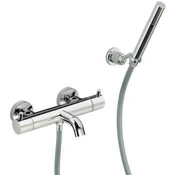 Смеситель термостатический для ванны Cisal Less New настенный, с ручной лейкой,держателем и шлангом, хром LND2301621