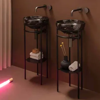 Консоль напольная Globo Ring 35x38х84,5, без отв. под смеситель, с полотенцедержателем, черный матовый OP004RAR