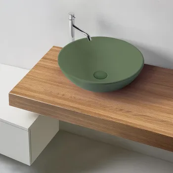 Раковина накладная Kerasan Ciotola с3 D46, H15, без перелива, Verde muschio 430311 Verde muschio *0