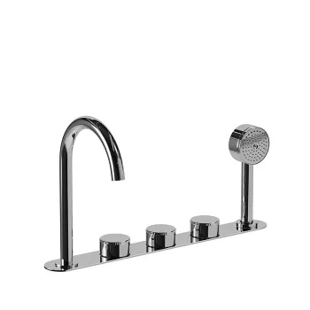 Смеситель для ванны на панеле с изливом Carimali Still Oh на 2 потребителя воды, выход G 1/2, латунный ручной душ, хром (укомплектован встройкой) 0-STL6501-CR