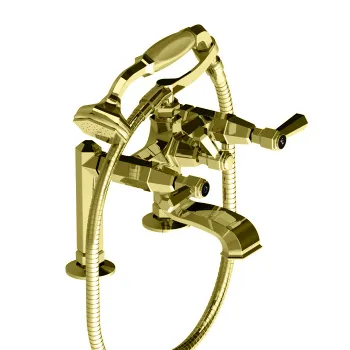 Смеситель на борт ванны Stella Eccelsa Leve на 2 отверстия 3274RG306FB с ручным душем, золото 24К EL 02210 AU00