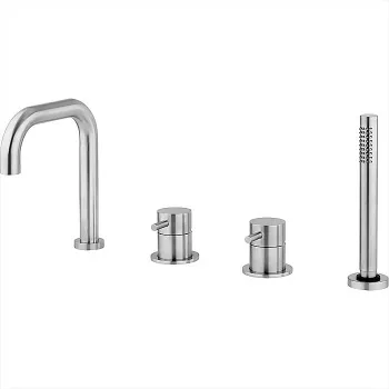 Смеситель на борт ванны Cisal Xion на 4 отверстия, излив 200 мм, нержавеющая сталь XI001260D1