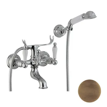 Смеситель для ванны Cisal Arcana Toscana настенный, с ручной лейкой,держателем и шлангом, бронза TS00012027 Акция
