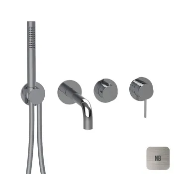 Смеситель настенный внешняя часть Almar Modular круглые розетка, с перекл. на 2-3 положения, с ручным душем и шлангом, nichel brushed E180143.NB