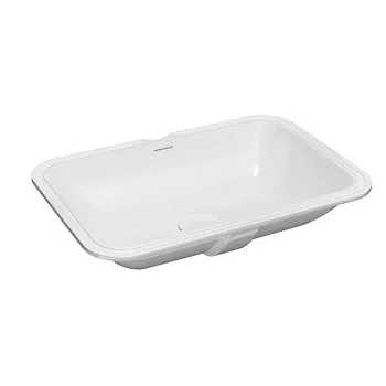 Раковина PLAZA встраиваемая снизу Kerama Marazzi 54 5x38x14, без отв. под смеситель, с переливом, белая глянцевая PLR.wbu.55