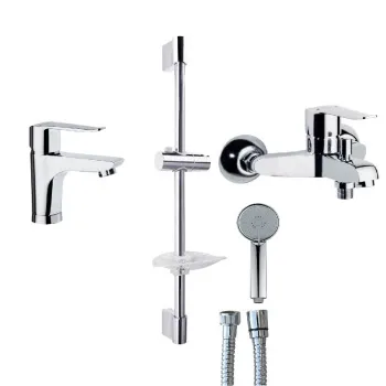 Смеситель для раковины Ramonsoler Ypsilon комплект: смеситель для ванны со штангой и ручным душем + plus 6474