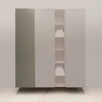 Пенал подвесной Burgbad Sys30 50хh196х37см, SX, петли слева, дверь push-open, 4 полки, цвет: Grey matt