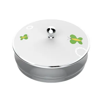 Китайская лакированная коробка с белой керамической крышкой THG Capucine Vert Decor Platine A7E-A02-4623 платина