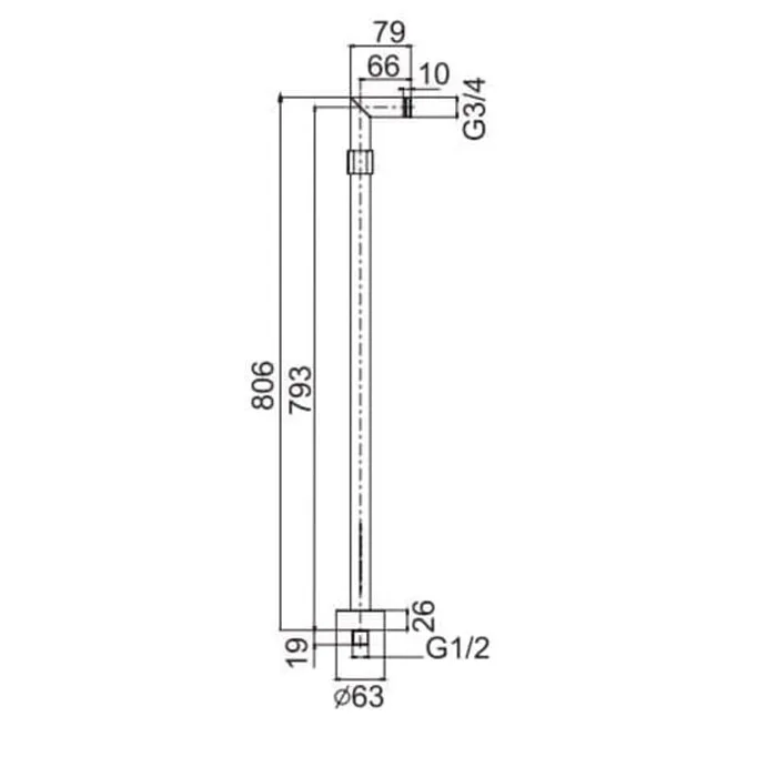 Комплект труб для монтажа смесителя на пол Fima Carlo Frattini Wellness с держателем ручного душа, хром F2127CR