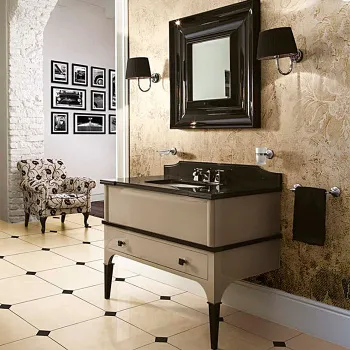 Тумба под раковину Devon&Devon Suite 110 МДФ высокогл.лак. мраморная стол. цвета Nero Assoluto с 3 отв под смес. без раковины swindon D+ACSWINDONDS(3) 8 цветов на выбор