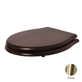 Сиденье для унитаза дерево, шарниры бронза Azzurra Giunone-jubilaeum микролифт, 1800NM/F noce/br