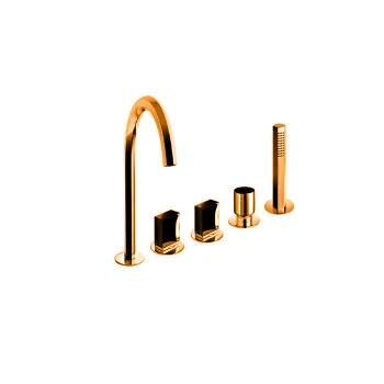 Смеситель на борт ванны Fantini Venezia 5 отв., с ручн душем, излив 175, Matt Copper PVD 29 P9 N465S