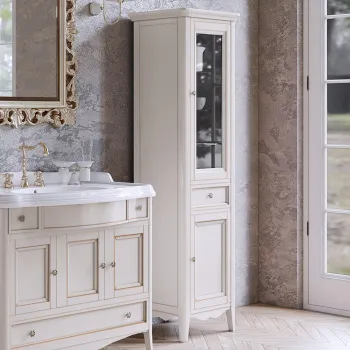 Пенал Tw Veronica 50.2/45x40/37.4xh172, 1выдв.ящик, 2 распашные дверки, доводчики Blum, петли справа-DX,, vintage, ручки riflesso бронза VER3050D-V