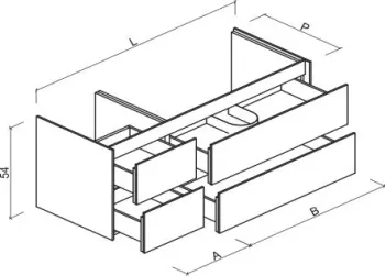 Тумба под раковину Brenta Fly 150 см подвесной дерево 4 ящика (FL230.150.100.49.W)