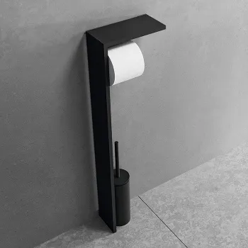 Стойка с держателем туалетной бумаги и ершиком для унитаза Novellini Frame, черный матовый R90AKFPRS-H