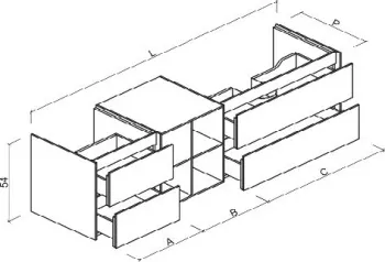 Тумба под раковину Brenta Fly 220 см подвесной дерево 5 ящиков с полкой (FL670.220.110.49.W)