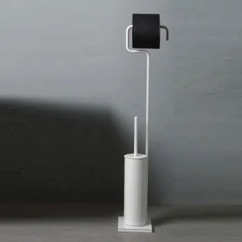 Стойка напольная с ершиком и полотенцедержателем Bertocci Moon, белый матовый 14703700200