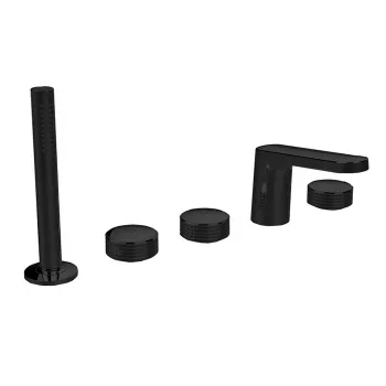 Смеситель на борт ванны Fima Carlo Frattini Texture Collection ручки H, с ручным душем и шлангом, чёрный матовый F5614HNS