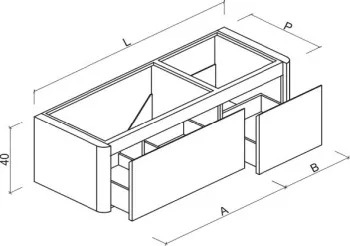 Тумба под раковину Brenta Verso 110 см подвесной глянцевый 2 ящика (VS020.110.70.49.G.R)