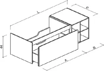 Тумба под раковину Brenta Fly 130 см подвесной дерево 2 ящика с полкой (FL120.130.90.49.W)