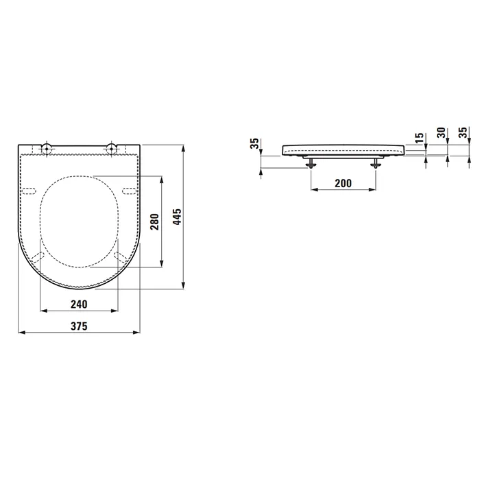 LAUFEN KARTELL Сиденье с крышкой для укороченного унитаза, с системой мягкого опускания, съемное, цвет черный матовый