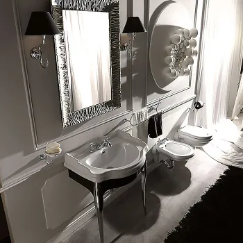 Комплект мебели черный глянцевый для раковины Kerasan Retro 73, ножки, арт.736290, хром, упаковка-2 коробки 7362K2