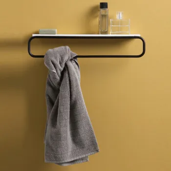 Полотенцедержатель Bertocci Mettitutto 40х7х9 с белой полкой, черный матовый 11387120800