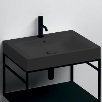 Раковина Kerasan Cento 500х450 , с 1 отверстием для смесителя, с переливом, черный матовый 353031