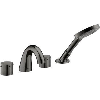 Axor Starck Смеситель на край ванны, на 4 отв., с ручным душем, цвет: полированный черный хром 10444