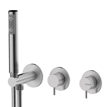 Встраиваемый смеситель для душа Bossini Nobu с перекл.на 2 вых. душ. набор Zen-Inox с гибким шлангом Cromolux 150 см.Mat brushed S.S.