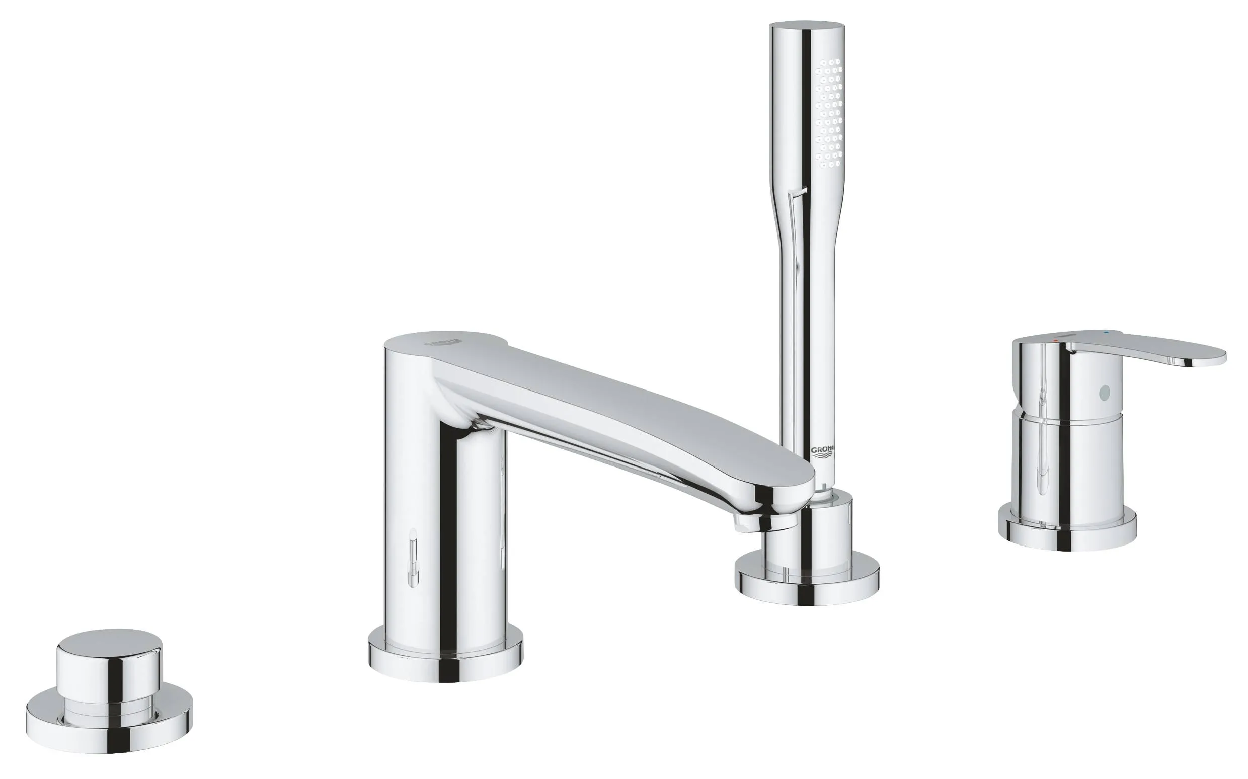 Смеситель для ванны на 4 отверстия GROHE Eurostyle Cosmopolitan с ручным душем и переключателем, хро