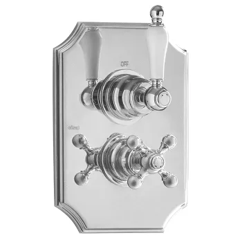 Внешняя часть термостатического смесителя с переключателем Cisal Arcana Toscana на 2 выхода, хром/белый TS01810021