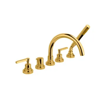 Смеситель на борт ванны Nicolazzi Mac Kinley 05 на 5 отверстий, 2- вентельный, золото 2214GO29