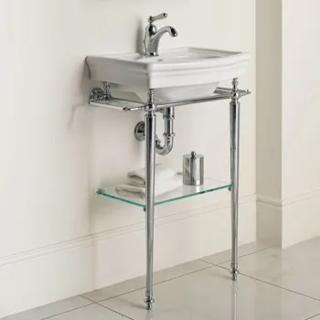 Консоль напольная со стеклянной полочкой Devon&Devon Jolie 63,4х85,8 для раковины NEW ETOILE хром OLIE1FCR