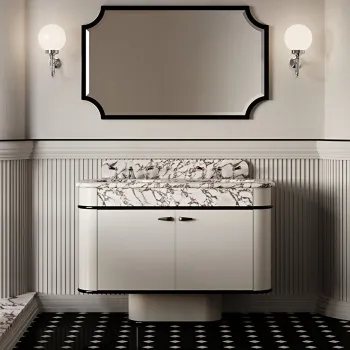 Тумба под раковину двойная Devon&Devon Liberty 124.5х100.8 со столешницей из мрамора CALACATTA VIOLA 