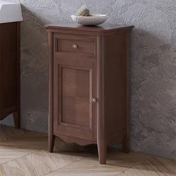 Тумба под раковину Tw Veronica 50.2/45x40/37.4xh86.7, 1 распашная дверка 1 выдвижной ящик, доводчики Blum, петли слева-SX,, noce, ручки riflesso бронза VER2150S-N