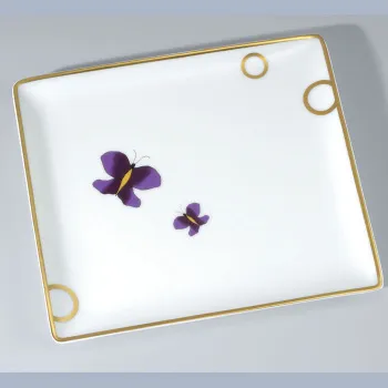 Поднос керамический THG Capucine Mauve Decor Or A7D-A02-4613 белый