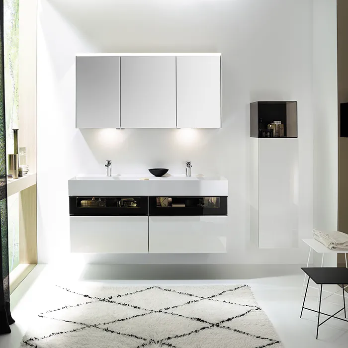 Burgbad Yumo Комплект подвесной мебели 131x47x64см., со стеклянной вставкой, цвет: белый SFKM132  F3193 C0001*2