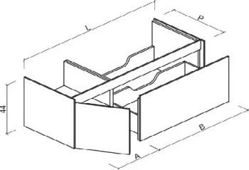 Тумба под раковину Brenta Fly 130 см подвесной дерево 2 ящика с дверкой (FL090.130.90.49.W)