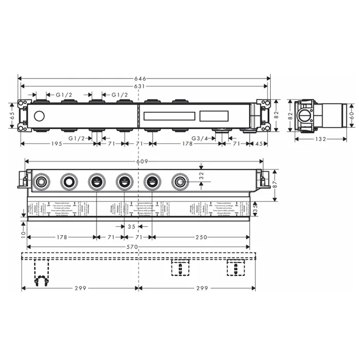 Скрытая часть Axor Select для 4 потребителей 18312180