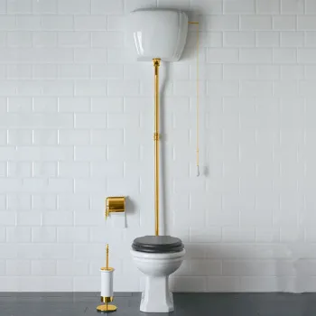 Унитаз напольный Globo Paestum BA013oro с высоким бачком, трубой, белый/золото