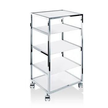 Стеллаж передвижной Decor Walther RW 2 38x30x80 стекло белое, хром 702401
