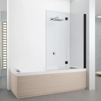 Шторка на ванну Novellini Young 120x151,6см, правая DX, стекло прозрачное, профиль черный матовый, Y21BSV120D-1H